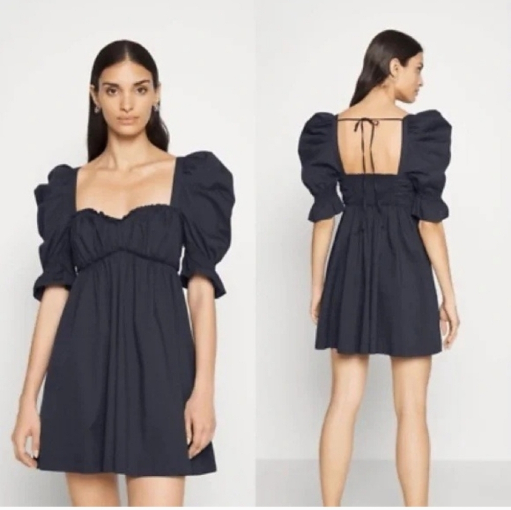 Cinq a Sept Jovi Puff Sleeve Smocked Square Neck Mini Dress